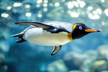 Fototapeta premium Penguin swims underwater