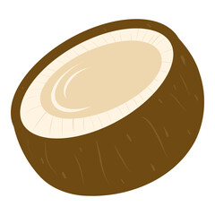 Coconut half piece vector illustration, Coconut fruit. Tropical fruit icon for cards, designs, invitations, logos