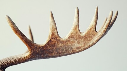 Fototapeta premium Close-up Elk Antlers on Light Gray Background