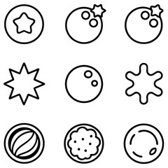 Set of nine simple, black and white vector icons.