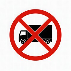 Red Circle with Black Truck Crossed Out, No Entry Sign.