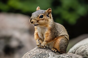 Obraz premium Squirrel perched on rock