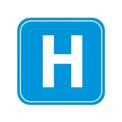 Fototapeta premium Vibrant Blue Square with White H Symbol: Healthcare Icon Design