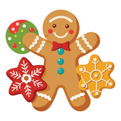 Christmas gingerbread cookies  isolated on white background