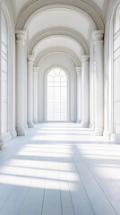 Elegant architectural interior design modern gallery digital art bright minimalist contemporary style