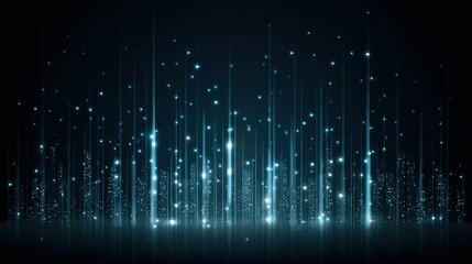 Abstract Glowing Lines and Dots Resembling Cityscape