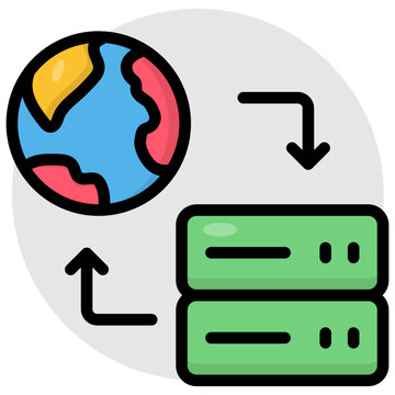 A flat icon design of global server 