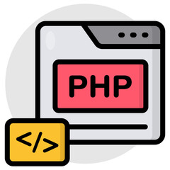 A flat design icon of web programming 