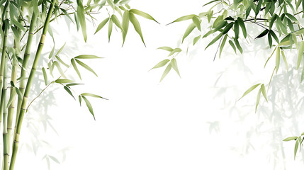 Naklejka premium Bamboo leaves frame, white background