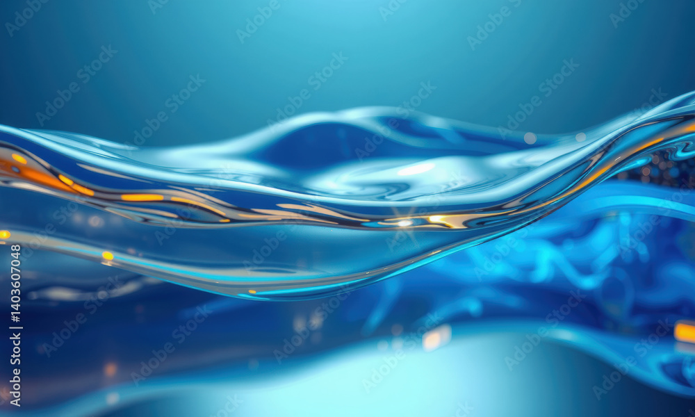 Poster mesmerizing view of flowing water, showcasing smooth waves and vibrant reflections, creating tranqui