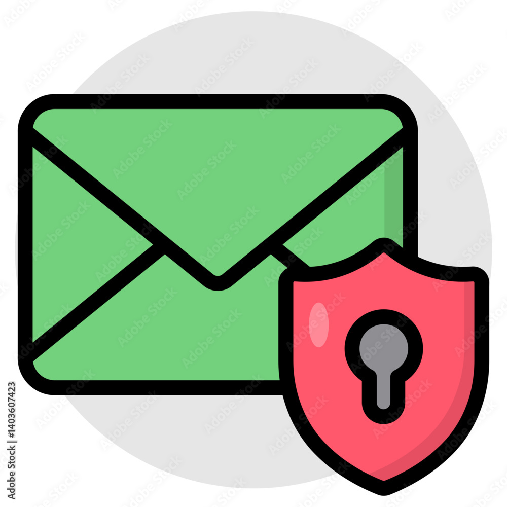 Wall mural conceptual flat design icon of secure mail