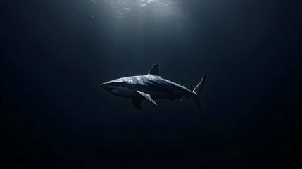 Fototapeta premium Pixelated Shark Underwater Silhouette