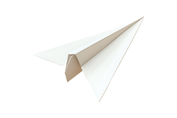 Paper plane in mid flight with shadow isolated on transparent background
