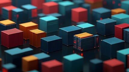 Fototapeta premium Futuristic AI Driven Robotic Shipping Container Yard Showcasing Advanced Automation and Optimization for Seamless Logistics and Supply Chain Management
