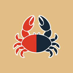 Minimalist crab icon with curved claws and clean vector outline style