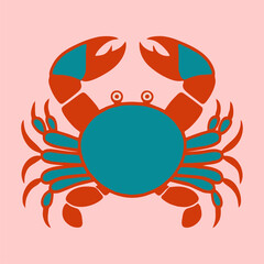Abstract crab logo in flat vector design with modern marine concept