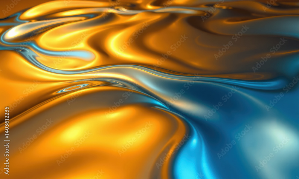Aufkleber mesmerizing abstract image of flowing liquid with vibrant orange and blue hues, creating sense of mo