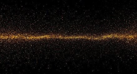 Fototapeta premium Golden Particles Flowing on Dark Background Abstract