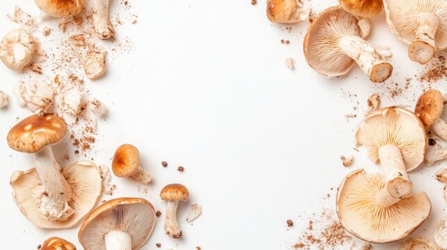 Close-up of cepes mushrooms for cooking ingredients concept, white background