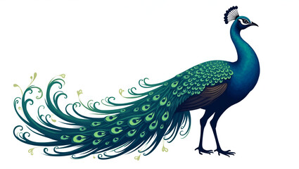 Fototapeta premium Elegant peacock silhouette detailed vector design isolated 