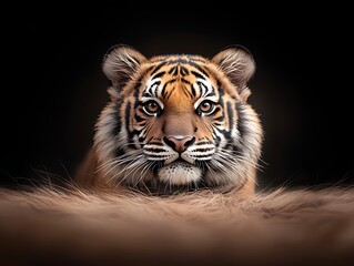 Fototapeta premium Tiger Portrait on Dark Background