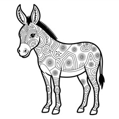 A black and white zebra illustration line art of a coloring page