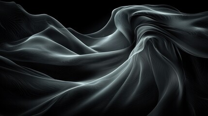 Fototapeta premium Abstract Dark Gray Fabric Waves: A Study in Texture and Light