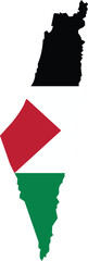 Palestine map vector. Global economy icon. Famous country. Middle East. West Asia. Flag of palestine icon isolated on transparent background.