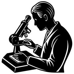 A silhouette of a person holding a microscope slide up to the light for closer inspection