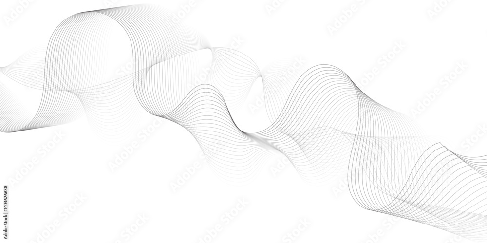 Fototapete Abstract grey, white smooth element swoosh speed wave modern stream background. Wave with lines created using blend tool. Abstract frequency sound wave lines and twisted curve lines background.	