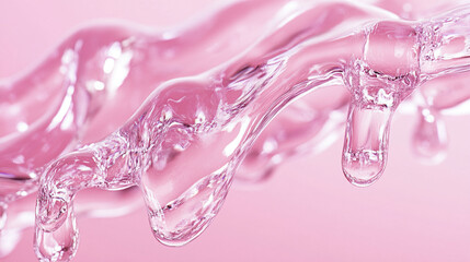 Pink liquid droplets cascading gracefully.