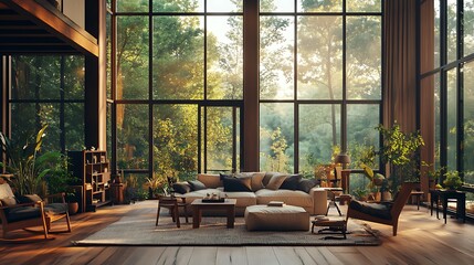 Sophisticated design and light merge in evening architecture high resolution picture