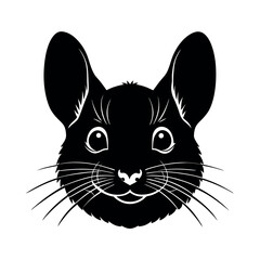 chinchilla  face silhouette on a white background