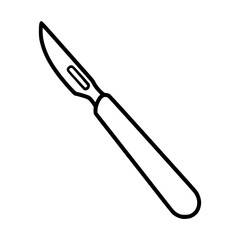 Super Simple Stroke Line Art of Scalpel Drawing - Surgical Cutting Tool Illustration