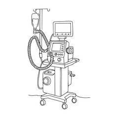 Super Simple Stroke Line Art of Ventilator Illustration - Life Support Medical Equipment