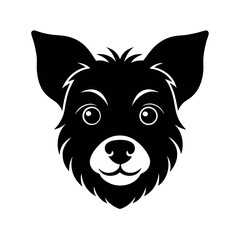 dog cute face silhouette on a white background 