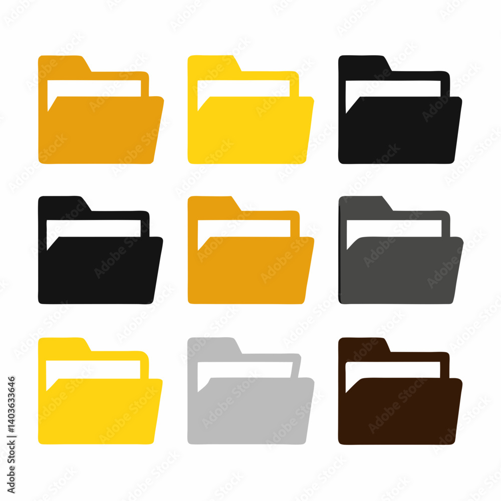 Poster set of 12 folder icons in various colors