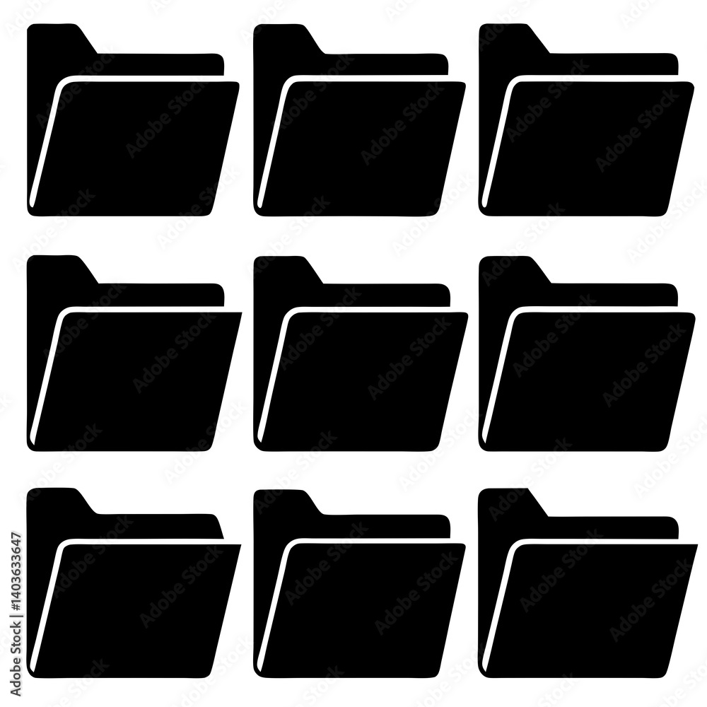Poster set of 12 folder icons in various colors