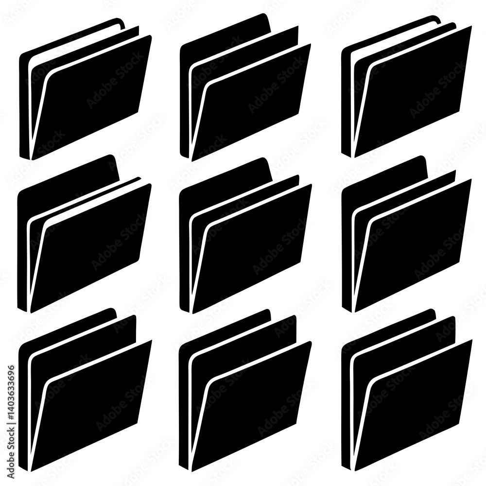 Poster set of 12 folder icons in various colors