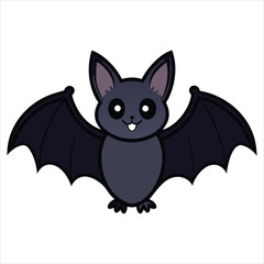 Cute cartoon bat with big eyes and wings