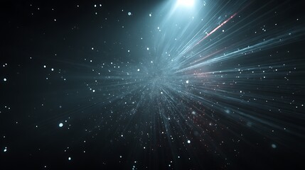Obraz premium Abstract Light Burst with Particles in Dark Space
