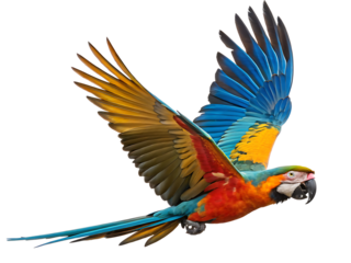 blue, red and yellow macaw