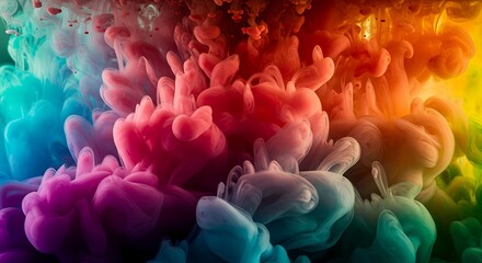 Colorful Ink Cloud Swirling Creates an Abstract Art Background