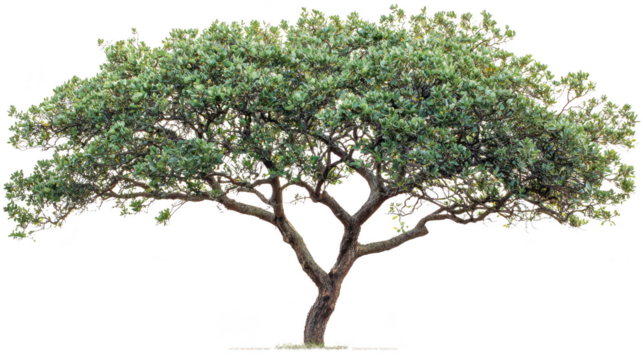 Magnificent tree with lush green foliage, captured on a black backdrop