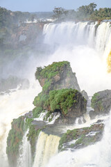 Iguazu waterfalls in overcast weather. High quality photo