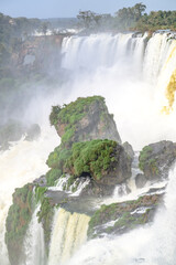Iguazu waterfalls in overcast weather. High quality photo