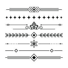 Elegant vintage calligraphic design elements and decorative flourishes for page borders and ornate illustrations