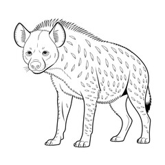 A black and white hyena illustration line art of a coloring page