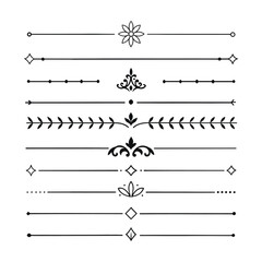 Elegant vintage calligraphic design elements and decorative flourishes for page borders and ornate illustrations