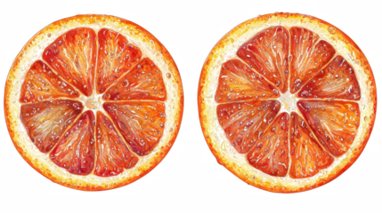 Vibrant citrus halves with juicy segments on a dark backdrop, illustration style